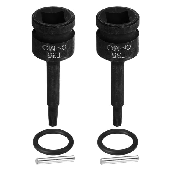 Uxcell 2pcs 1/2" Drive Torx Bit Socket T35 Impact 6 Point Star Bit Sockets CR-MO Steel with Cotter Pin and O-ring for Power Drill Drivers Garage Workshop Adapter