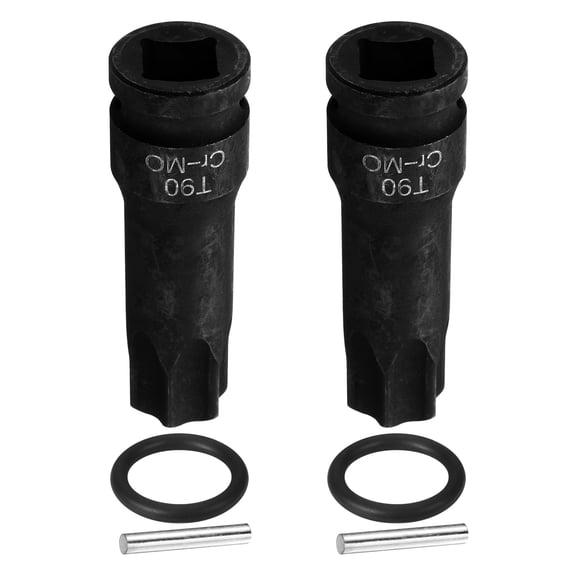 Uxcell 2pcs 1/2" Drive Torx Bit Socket T90 Impact 6 Point Star Bit Sockets CR-MO Steel with Cotter Pin and O-ring for Power Drill Drivers Garage Workshop Adapter