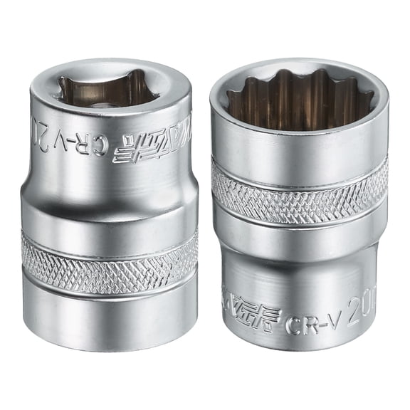 Uxcell 2pcs 1/2" Drive by 20mm 12-Point Shallow Socket 38mm Length Metric Spline Socket