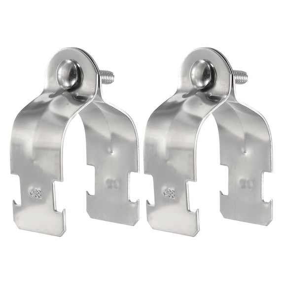 Uxcell 2pcs 1-3/5" EMT Strut Clamp 2.95" Length Universal 304 Stainless Steel Galvanized Strut Channel Accessory Conduit Clamp with Bolt and Nut for EMT Pipe Rigid Conduit, Silver
