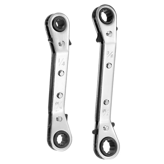 Uxcell 2pcs 1/4" 5/16" 3/8" 7/16" SAE 25 Degrees Double Head HVAC Service Wrench
