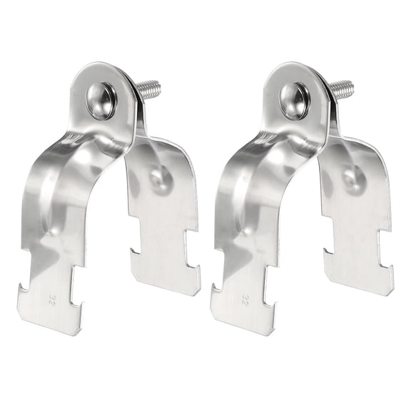 Uxcell 2pcs 1-4/7" EMT Strut Clamp 3.31" Length Universal 304 Stainless Steel Galvanized Strut Channel Accessory Conduit Clamp with Bolt and Nut for EMT Pipe Rigid Conduit, Silver