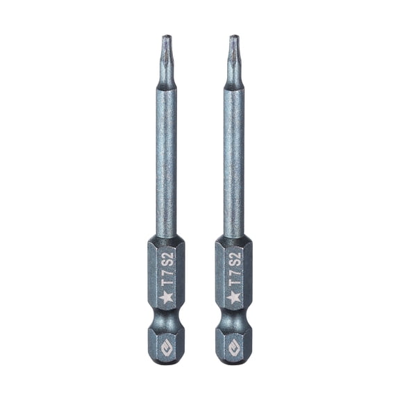 Uxcell 2pcs 1/4" Hex Shank 7mm Magnetic 2.6" Long 5-Point Torx Screwdriver Bit Blue
