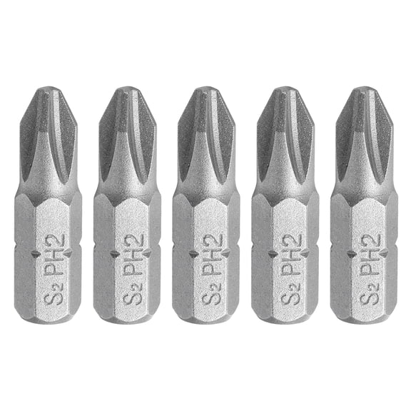 Uxcell 5pcs 1/4" Hex Shank PH2 Head 1" Length S2 Phillips Screwdriver Bits