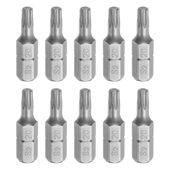 Uxcell 10pcs 1/4" Hex Shank T20 Head 1" Length S2 Torx Screwdriver Bit