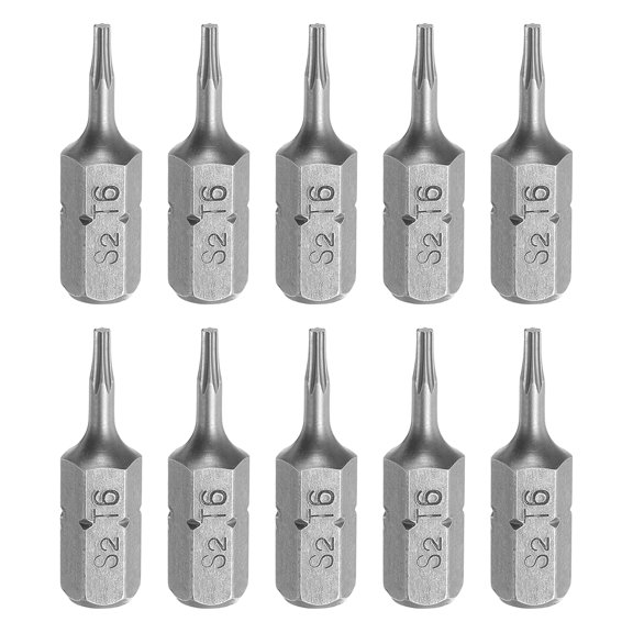 Uxcell 10pcs 1/4" Hex Shank T6 Head 1" Length S2 Torx Screwdriver Bit