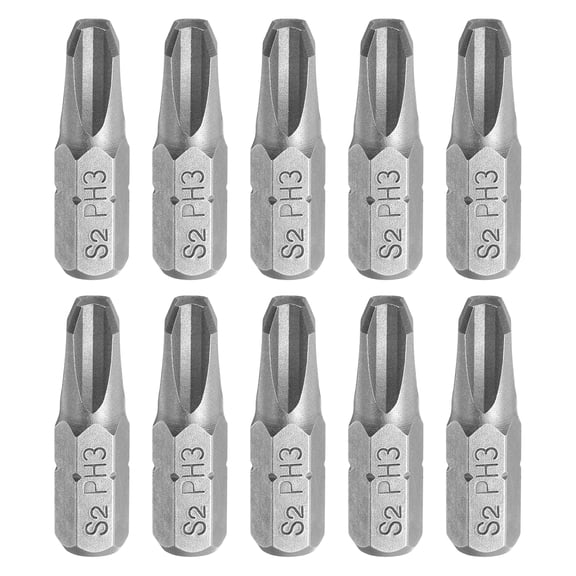 Uxcell 10pcs 1/4" Hex Shank PH3 Head 1" Length S2 Phillips Screwdriver Bits