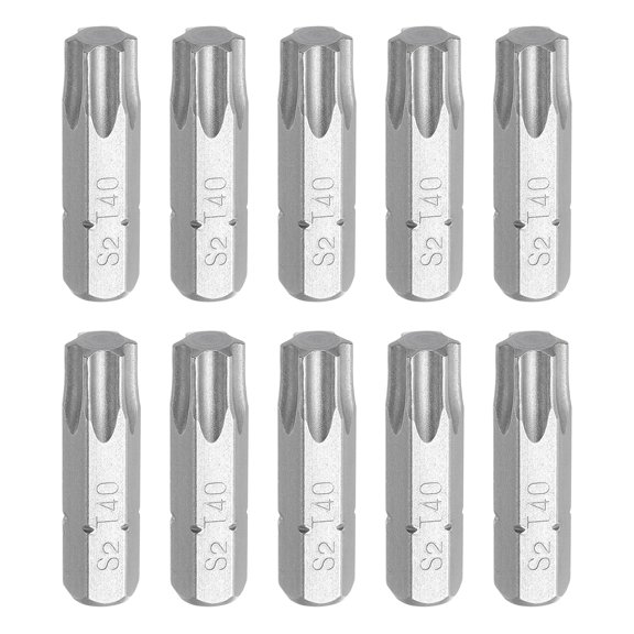 Uxcell 10pcs 1/4" Hex Shank T40 Head 1" Length S2 Torx Screwdriver Bit