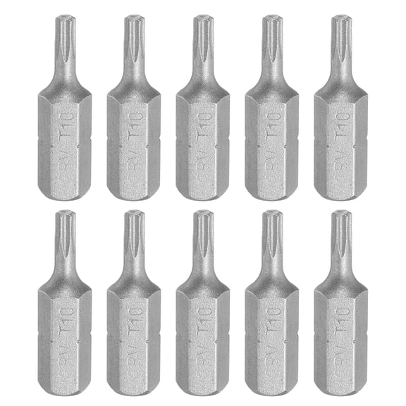 Uxcell 10pcs 1/4" Hex Shank T10 Head 1" Length Torx Screwdriver Bit