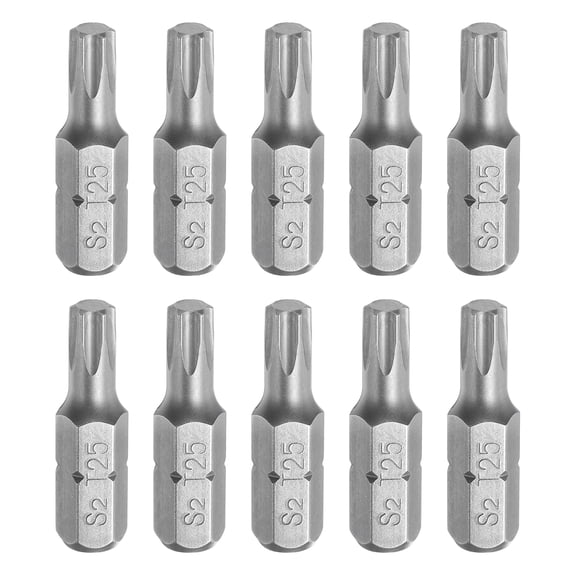 Uxcell 10pcs 1/4" Hex Shank T25 Head 1" Length S2 Torx Screwdriver Bit