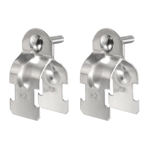 Uxcell 2pcs 1" EMT Strut Clamp 2.4" Length Universal 304 Stainless Steel Galvanized Strut Channel Accessory Conduit Clamp with Bolt and Nut for EMT Pipe Rigid Conduit, Silver