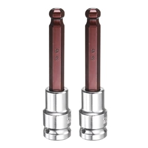 Uxcell 2pcs 10mm Ball End Hex Bit Socket 1/2" Square Drive Metric Extension Impact Bit Power Nut Driver Set S2 & CR-V Steel Socket Ratchet Wrench Bits