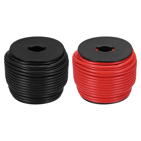 Uxcell 2pcs 12 AWG Silicone Electrical Wire Spool, 12 Gauge 30.5m/100ft Electrical Wires, 600V 200C Tinned Copper Stranded High Temp Battery Wire for Automotive, RV Inverter - Red & Black