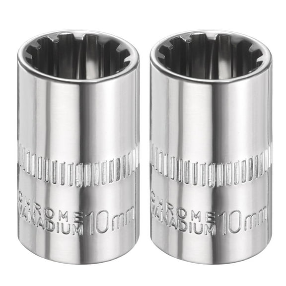 Uxcell 2pcs 12 Points Socket 1/4" Drive 10mm Metric Shallow Impact Socket
