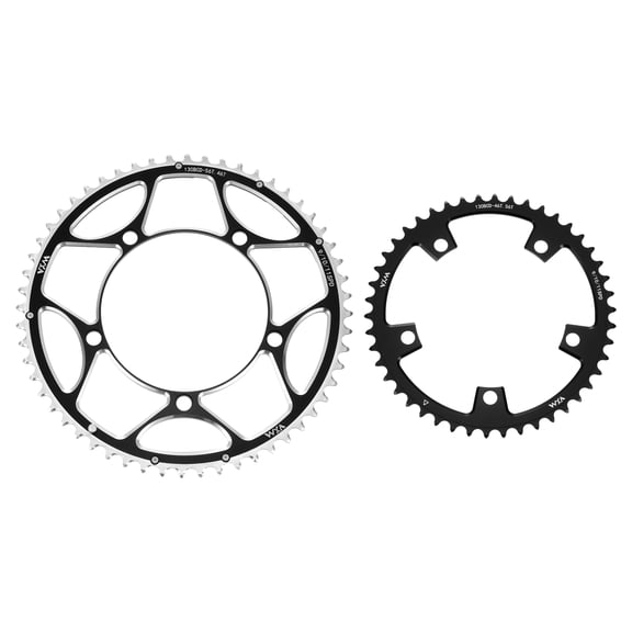 Uxcell 2pcs 130BCD Bike Chainring Set 46T/56T Round Narrow Wide Aluminum Chainring Chainwheel for Road Bike Bicycle 9/10/11 Speed Chains