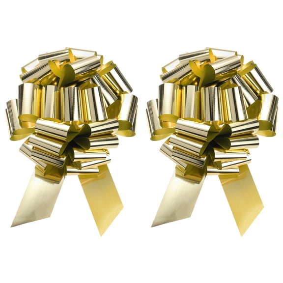 Uxcell 2pcs 18" Extra Giant Large Pull Bow Christmas Metallic Car Gift Wrapping Bows for Wedding Gift, Gold