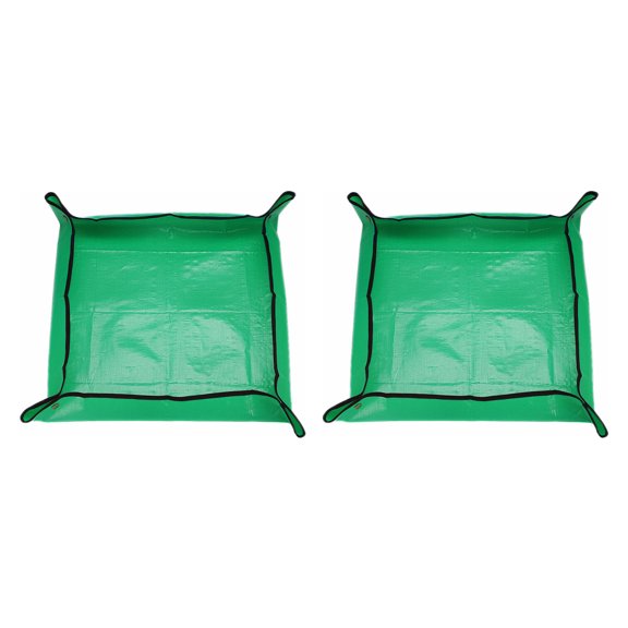 Uxcell 2pcs 19.7" x 19.7" PE Cloth Plant Repotting Mat with Metal Buckle, Green