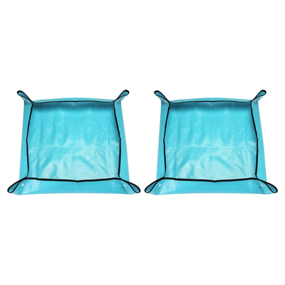 Uxcell 2pcs 19.7" x 19.7" PE Cloth Plant Repotting Mat with Plastic Buckle, Blue