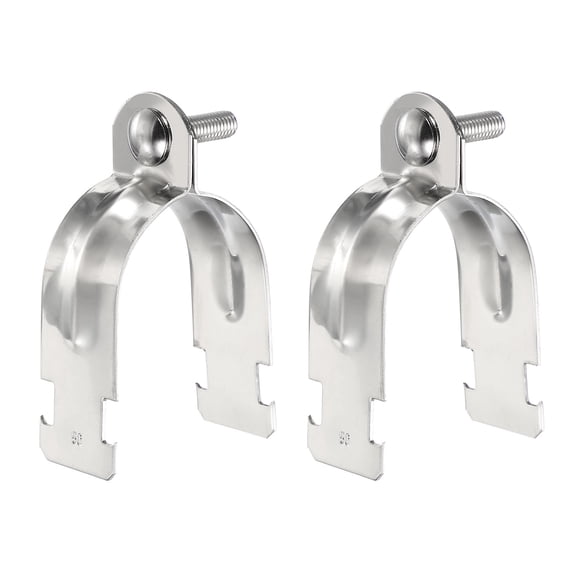 Uxcell 2pcs 2-1/9" EMT Strut Clamp 4.13" Length Universal 304 Stainless Steel Galvanized Strut Channel Accessory Conduit Clamp with Bolt and Nut for EMT Pipe Rigid Conduit, Silver