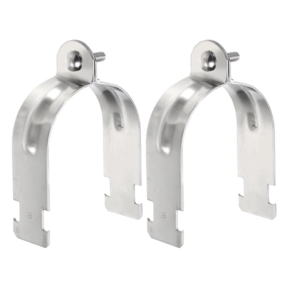 Uxcell 2pcs 2-3/4" EMT Strut Clamp 4.53" Length Universal 304 Stainless Steel Galvanized Strut Channel Accessory Conduit Clamp with Bolt and Nut for EMT Pipe Rigid Conduit, Silver