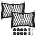 thumbnail image 1 of Uxcell 2pcs 2-Layer Small Cargo Net 14" x 9.8" Stretchable Storage Mesh Pocket Net Automotive Cargo Nets with 8pcs Screws and 8pcs Built-in Hooks for Trunk RV Boat, 1 of 7