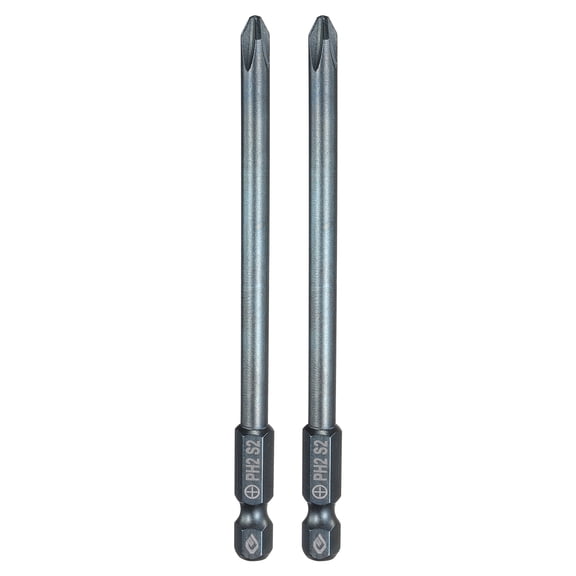 Uxcell 2pcs #2 Phillips Screwdriver Bit PH2 1/4" Hex Shank 4" (100mm) Long 0.18" Rod Magnetic Cross Head Drill Bits S2 Steel Industrial Screw Driver Bit for Electric Power Tools, Blue