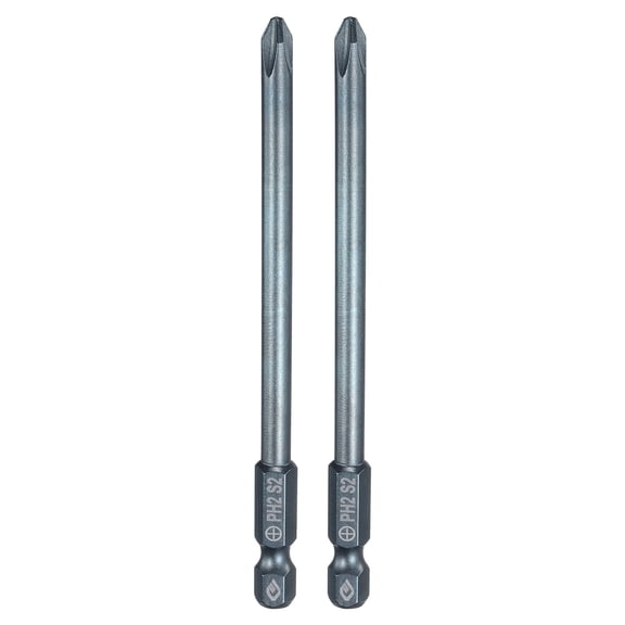 Uxcell 2pcs #2 Phillips Screwdriver Bit PH2 1/4" Hex Shank 4" (100mm) Long 0.2" Rod Magnetic Cross Head Drill Bits S2 Steel Industrial Screw Driver Bit for Electric Power Tools, Blue