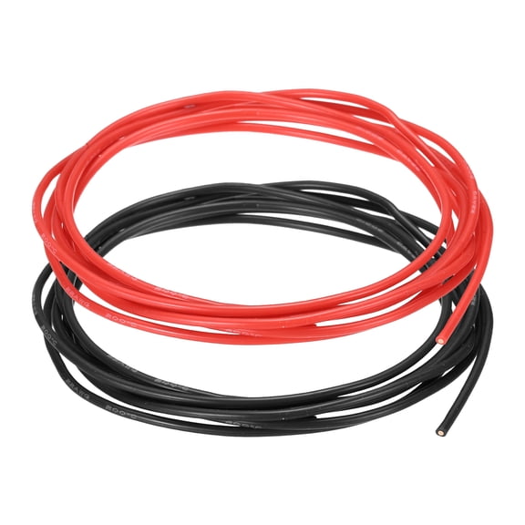 Uxcell 2pcs 20 AWG Silicone Electrical Wire, 20 Gauge 2m/5ft Electrical Wires, 600V 200C Tinned Copper Stranded High Temp Battery Wire for Automotive, Motor, RV Inverter - Red & Black