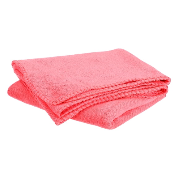 Uxcell 2pcs 24" x 12" Microfiber Cleaning Cloth Absorbent, Rose Red