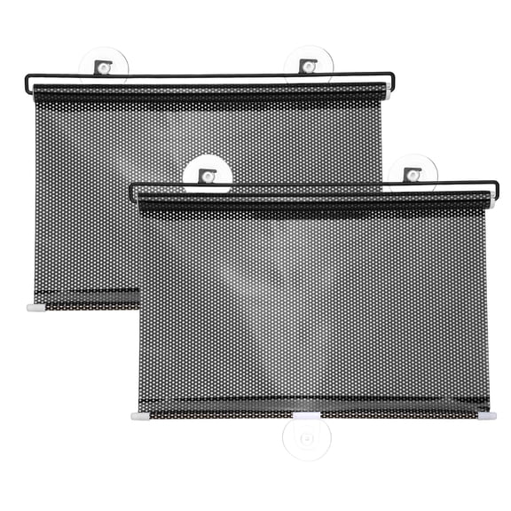 Uxcell 2pcs 26"x 16" Retractable Roller Sunshade with Suction Cups for Cars, Black