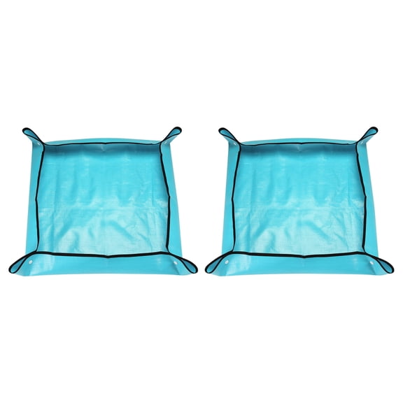 Uxcell 2pcs 26" x 26" PE Cloth Plant Repotting Mat with Plastic Buckle, Blue