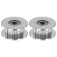 thumbnail image 1 of Uxcell 2pcs 2GT Idler Pulley 20T 3mm Bore 18mm Dia. Aluminum Timing Belt for 6mm Width Belt 3D Printer, Silver Tone, 1 of 6
