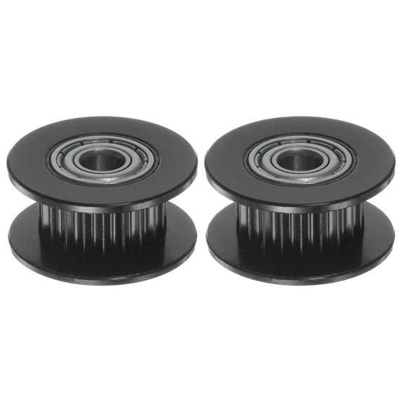 Uxcell 2pcs 2GT Idler Pulley 20T 4mm Bore 18mm Dia. Aluminum Timing Belt for 6mm Width Belt 3D Printer, Black