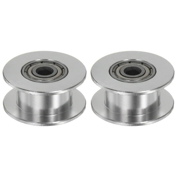 Uxcell 2pcs 2GT Idler Pulley 3mm Bore 18mm Dia. Aluminum Timing Belt for 6mm Width Belt 3D Printer, Silver Tone