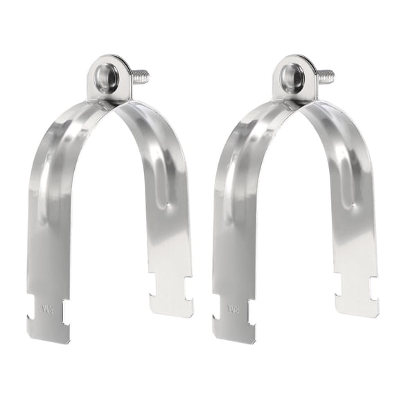 Uxcell 2pcs 3-2/5" EMT Strut Clamp 5.71" Length Universal 304 Stainless Steel Galvanized Strut Channel Accessory Conduit Clamp with Bolt and Nut for EMT Pipe Rigid Conduit, Silver