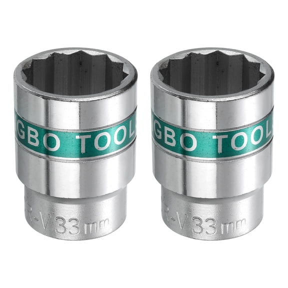 Uxcell 2pcs 3/4" Drive 12 Points Socket 33mm Metric 40CR Shallow Impact Socket