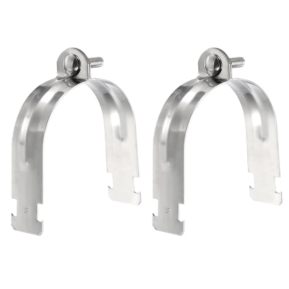 Uxcell 2pcs 3-5/8" EMT Strut Clamp 4.92" Length Universal 304 Stainless Steel Galvanized Strut Channel Accessory Conduit Clamp with Bolt and Nut for EMT Pipe Rigid Conduit, Silver