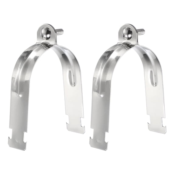 Uxcell 2pcs 3-5/9" EMT Strut Clamp 5.91" Length Universal 304 Stainless Steel Galvanized Strut Channel Accessory Conduit Clamp with Bolt and Nut for EMT Pipe Rigid Conduit, Silver