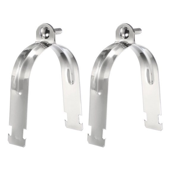 Uxcell 2pcs 3-5/9" EMT Strut Clamp 6.1" Length Universal 304 Stainless Steel Galvanized Strut Channel Accessory Conduit Clamp with Bolt and Nut for EMT Pipe Rigid Conduit, Silver