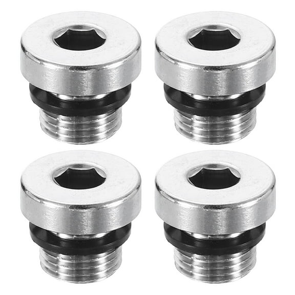 Uxcell 2pcs 304 Stainless Steel Pipe Plug Fitting G1" Male Thread Inner Hex Head Cap Hexagonal Head Bung Plugs Fittings with Seal Ring for Air Water Oil Gas Tube