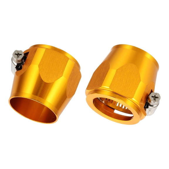 Uxcell 2pcs 37mm Hose Finisher Clamp Aluminium Alloy Fuel Line Hose Clips, Gold Tone