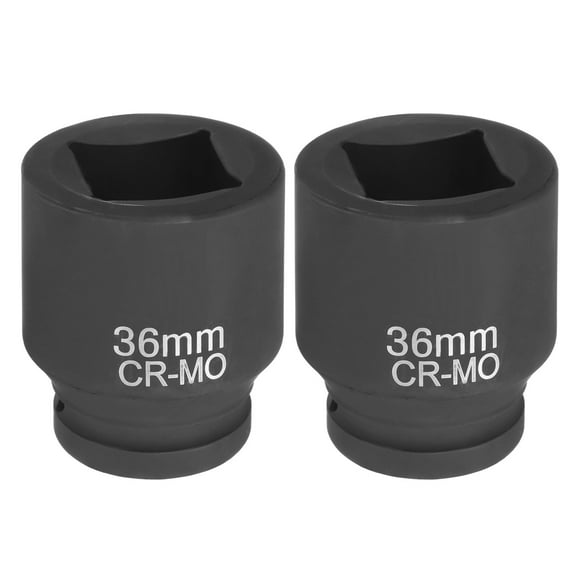 Uxcell 2pcs 4 Point Square Socket 1" Drive 36mm Metric CR-MO Impact Wheel Socket