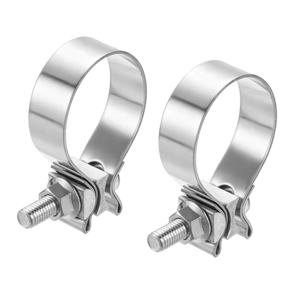 Uxcell 2pcs 410 Stainless Steel Exhaust Clamp 2.24" Narrow Band Muffler Seal, Silver