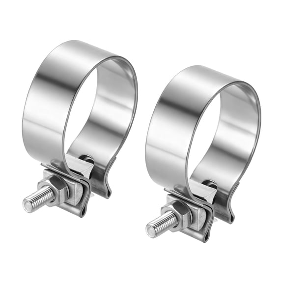 Uxcell 2pcs 410 Stainless Steel Exhaust Clamp 2.76" Narrow Band Muffler Seal, Silver