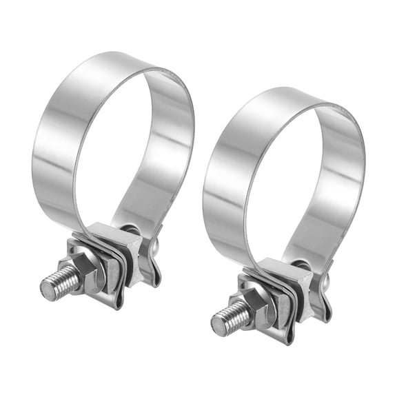Uxcell 2pcs 410 Stainless Steel Exhaust Clamp 2.76" Narrow Band Mufflers Seal, Silver