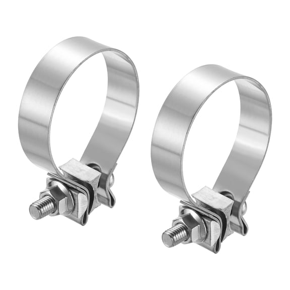 Uxcell 2pcs 410 Stainless Steel Exhaust Clamp 2.87" Narrow Band Muffler Seal, Silver
