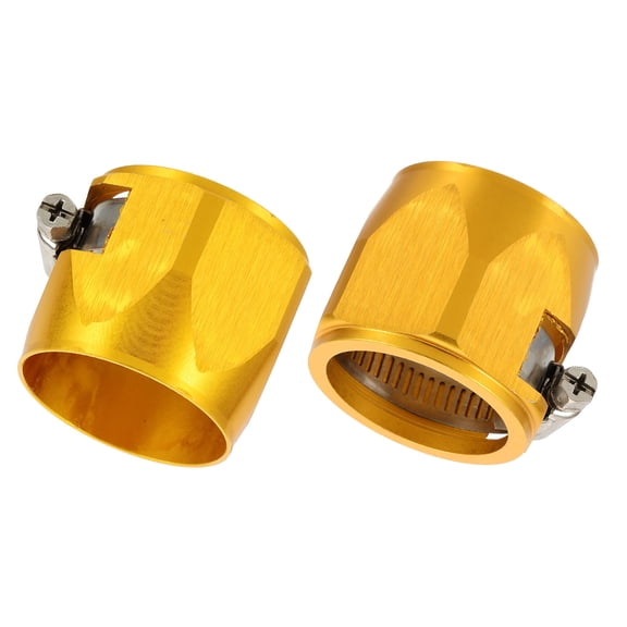 Uxcell 2pcs 45mm Hose Finisher Clamp Aluminium Alloy Fuel Line Hose Clips, Gold Tone
