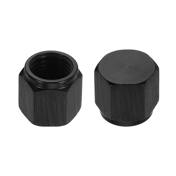 Uxcell 2pcs 4AN Female Flare Cap Block Off Fitting Plug Adapter Aluminum Female Flare Cap Port Fitting Nut Universal Car Accessories for Fuel Oil Line System, Black