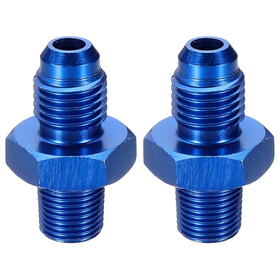 Uxcell 2pcs 4AN Male to 1/8" NPT Male Straight Flare Adapter Pipe Thread Fitting Adapter Aluminum Fuel Hose Line Fitting for Vehicles, Blue