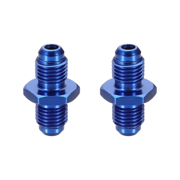 Uxcell 2pcs 4AN Male to 4AN Male Straight Flare Adapter Pipe Thread Fittings Adapter Aluminum Fuel Hose Line Fittings for Vehicle,Blue